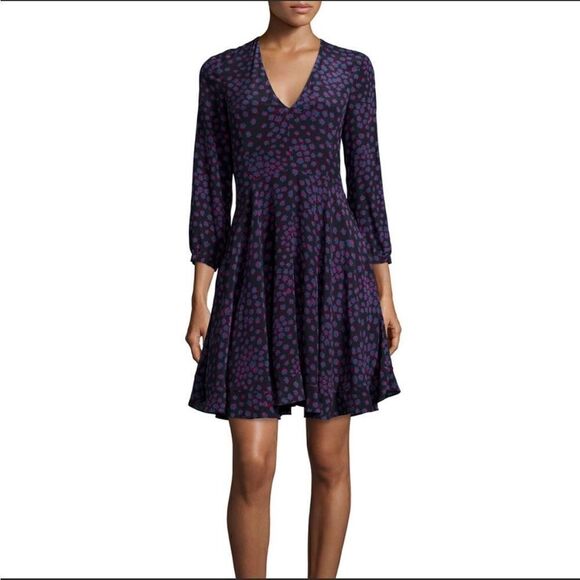 Rebecca Taylor Aster Silk Print A-line Dress - Picture 1 of 3